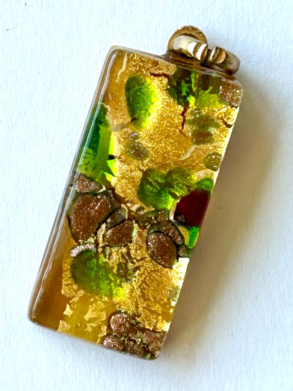 Murano style Gold and Green Pendant